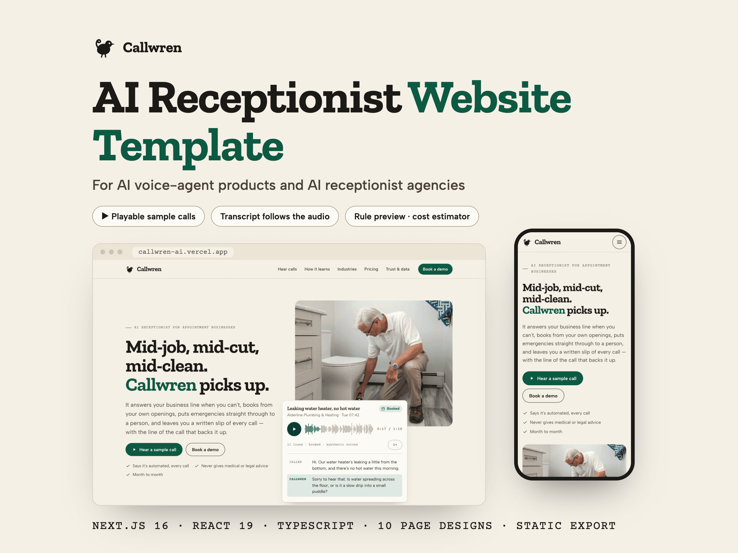Callwren template preview